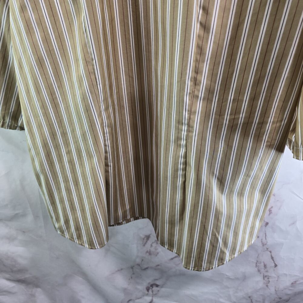 Foxcroft Shirt Women 16W Beige White Tan Striped Button Up Wrinkle Free Shaped - Picture 7 of 12